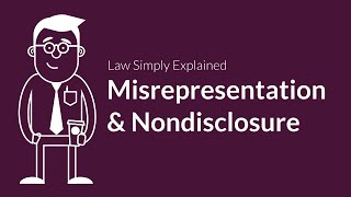 Misrepresentation and Nondisclosure  Contracts  Defenses amp Excuses [upl. by Stone]