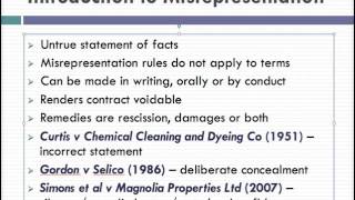 Misrepresentation Lecture 1 of 4 [upl. by Jurdi]